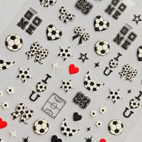 Image of World Cup Soccer Nail Stickers National Team Nail Decals Self Adhesive Black White Football Nail Charms Supply for Women DIY Manicure Decoration Accessories 1 Sheets