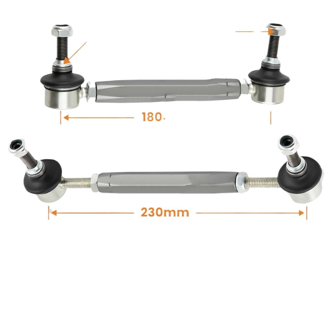 Łącznik Stabilizatora Przód Tył Przednie regulowane łączniki końcowe stabilizatora 180-230 mm Śruba M10 z podkładką 12 10 dystansową