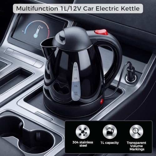 Hervidor eléctrico portátil para auto 12V 1L acero inox miniatura 2