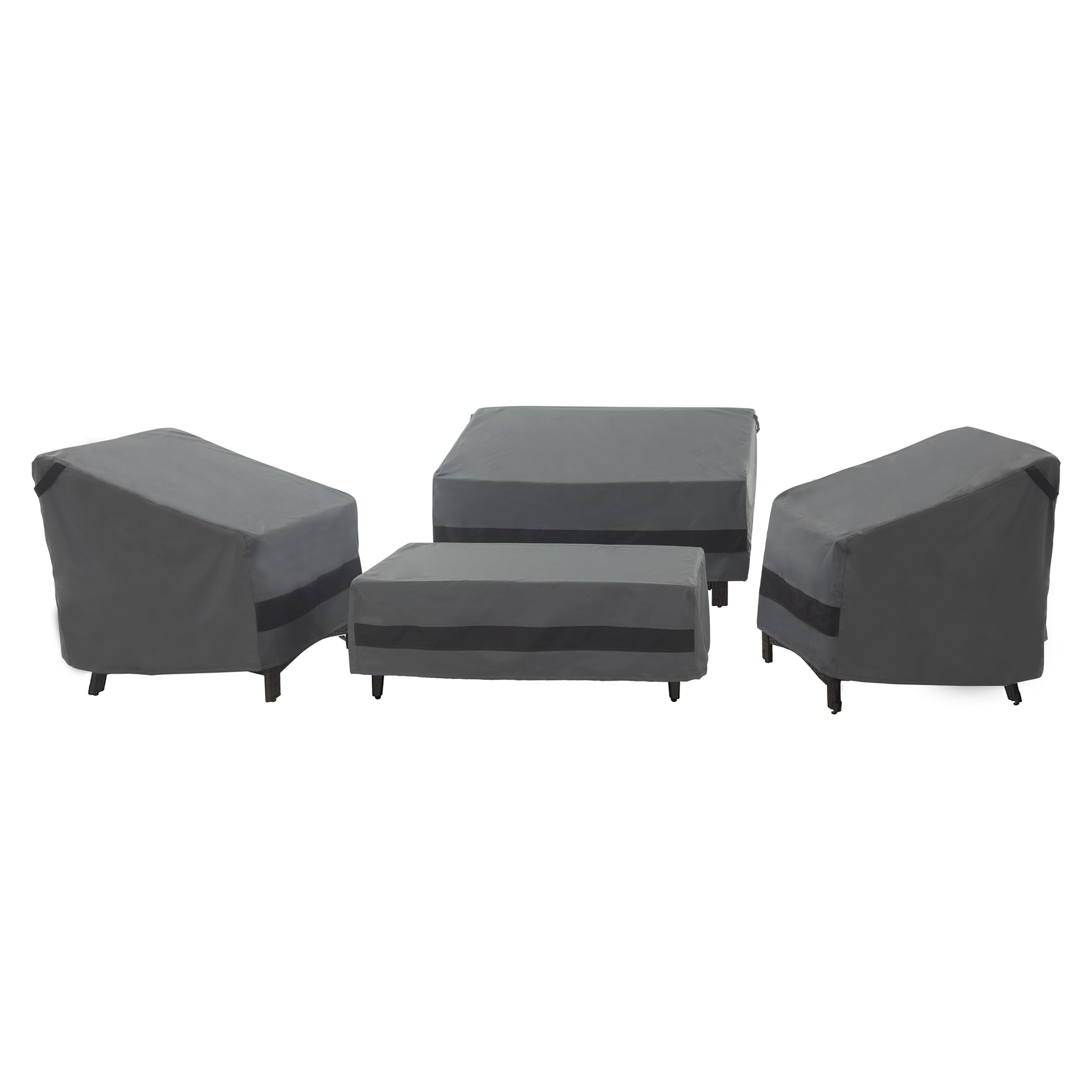 Loriano Patio Furniture Covers 4 Piece Set, Outdoor Waterproof, Heavy Duty 600D Lawn Patio Covers Grey-Black