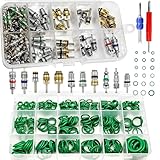 NOTISH Car A/C Repair Kit, 270PCS O-Ring Set + 102PCS Car Air Conditioner Valve Core Kit with Double Head Install Tool, A/C R12 R134a Refrigeration Tire Valve Stem Cores, O-Ring Seals Kit