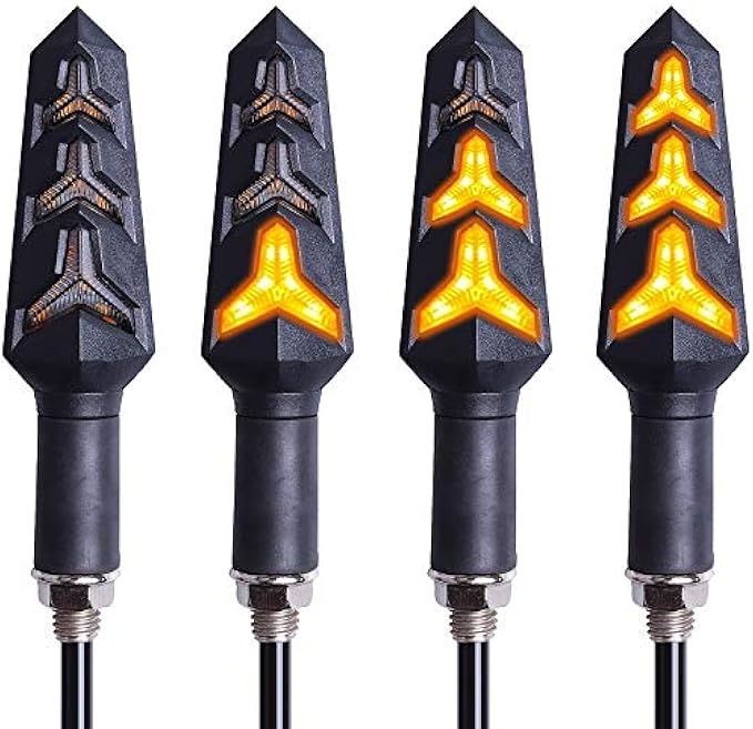 Kinstecks 4PCS Motorcycle Indicators Flowing Turn Signal Lights Motorbike Turning Indicators 12V 12 LEDs Bulbs for Motorcycle Motorbike Scooter Quad Cruiser Off Road-Y Shape