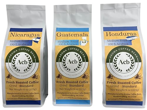 Aroma Coffee Bean Central American Coffee 3 Variety Pack Medium Roast Ground Coffee