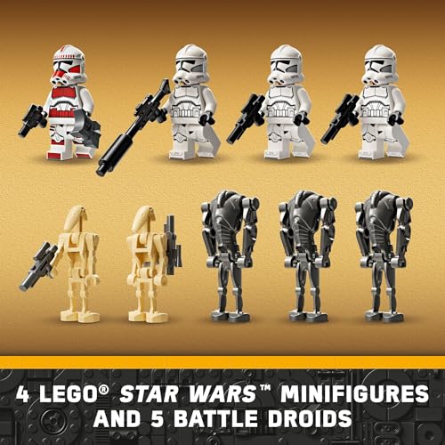 lego star wars clone trooper amp battle droid battle pack set for kids buildable toy speeder bike vehicle tri-droid and defensive post collectible gift for boys and girls aged 7 and up 75372