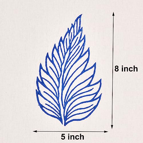 Image of THE LINEN COMPANY Duck Canvas Printed Curtains 5 Feet for Window, Stylish Leaf Print Window Curtains, 5ft Set of 2, Blue Leaf