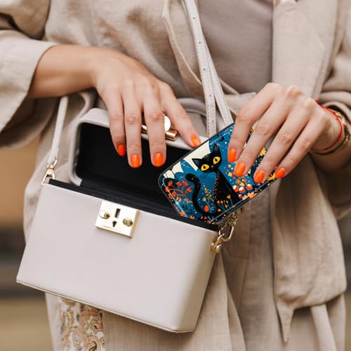 Image of Credit Card Holder, Mini Aluminum Card Wallet RFID Blocking Slim Metal Hard Card Case for Women Men, Cute Cat