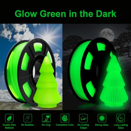Image of 3D Printer Filament PLA Glow in The Dark Filament PLA 1.75mm 250g, 0.25kg Small Spool 3D Printing Luminous Filament 1.75mm Dimensional Accuracy + /- 0.02 mm, Fit Most FDM 3D Printers