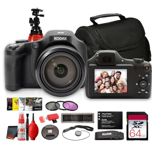 Image of Kodak PIXPRO AZ653 Digital Camera (Black), 20MP Digital Camera Pro Bundle | | 65x Zoom, Telephoto Lens, Optical Image Stabilization for Travel, Wildlife Photography + 64GB Card, Photo Software + More