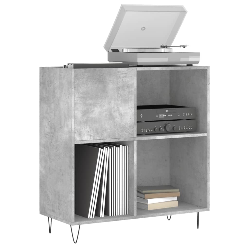 Mueble Discos Madera contrachapada Gris hormigón 84,5x38x89 cm, Estanteria CD, Mueble Tocadiscos, Mueble para Discos, Mueble para Vinilos, Mueble para Tocadiscos - 831776
