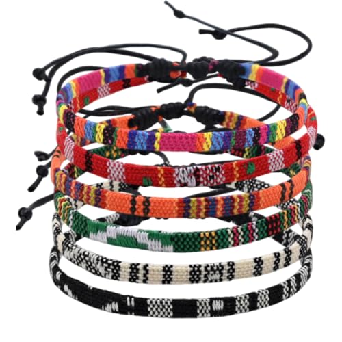 KEMUZ 6 Pezzi Braccialetto Da Surfista Per Uomo E Donna, Boho Hippie, Impermeabile, In Tessuto Colorato, Fatto A Mano, 100% Cotone Ecologico, Regolabile Braccialetto Alla Caviglia