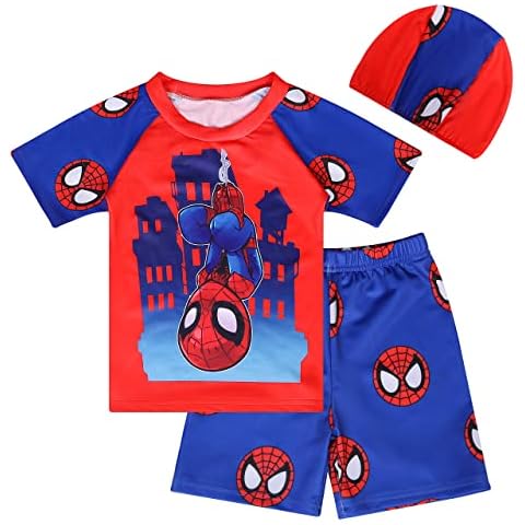 Traje de baño para niños, 2 piezas con gorra, Spiderman B Cover