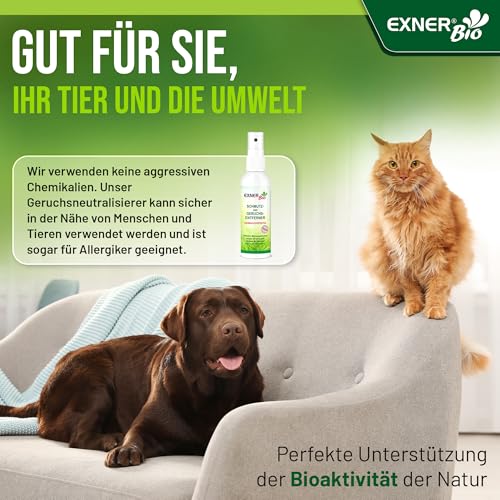 Exner Bio Geruchsentferner & Fleckenentferner - Mit Mikroorganismen gegen Flecken und Gerüche - für Haustiere, Haushalt und Ihr Auto, 100% natürlich & schonend - 100 ml Sprühflasche