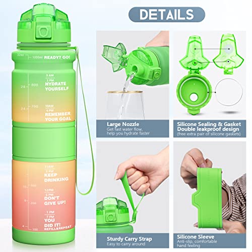 Lunidry Trinkflasche - Tritan BPA Frei Wasserflasche Kinder, 1L/500ml Kohlensäure Geeignet Auslaufsicher Sport Trinkflasche mit… – Ansicht 4