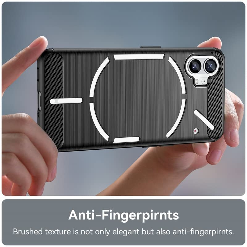 Image of NPRC Hybrid Ultra Slim Protective Case TPU Non-Slip Carbon Fiber Texture Shockproof Case Cover for Nothing Phone 1 - Black