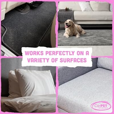 Car Pet Hair Remover - Remove Dog, Cat, Horse & Pet Hair from Car, 4x4 & RV Interiors & Carpets - Also Ideal for Clothing, Sofas, Soft Furnishings, Carpets, Bedding or Any Fabric - Pink