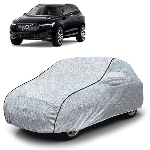 Image of Sulfar 100% Waterproof Car Body Cover Compatible with Mirror for Volvo XC60 (Triple Stitched, Full Bottom Elastic, Magic Silver with Black Piping)