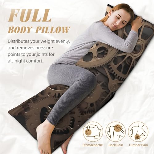 Housse de coussin longue steampunk respirante avec fermeture éclair cachée