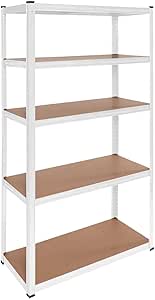 OcioDual Estanteria Metalica Blanca Essential, Estanteria Almacenaje Trastero, 180x90x40cm, Estante Cocina, Estanterias Almacenaje Trastero, Estanterias Metalicas Sin Tornillos