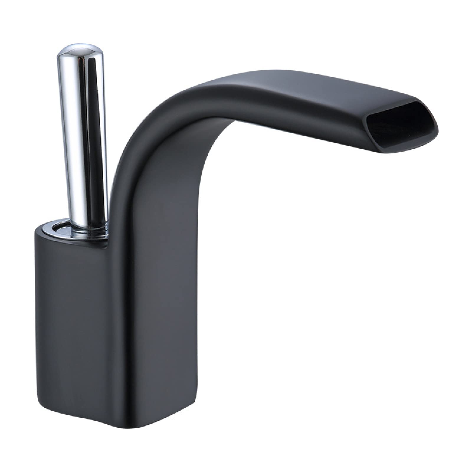 Robinet cascade pour lavabo de salle de bain mitigeur chaud et froid en laiton noir et argent