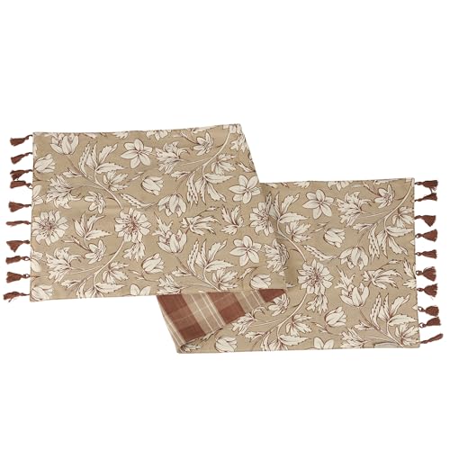 Primitives-by-Kathy-Brown-Tartan-Plaid-Runner-Reversible-Floral-Design Primitives by Kathy Brown Tartan Plaid Runner Reversible Floral Design