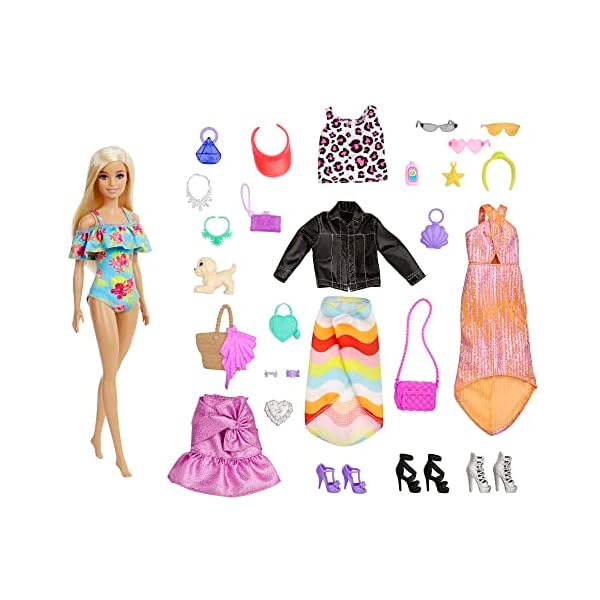 Barbie GXD64 Calendrier de l'Avent avec 24 surprises et 1 poupée Cadeau de saison pour enfants de 3 à 7 ans 51K8xyVjEIL. SS600