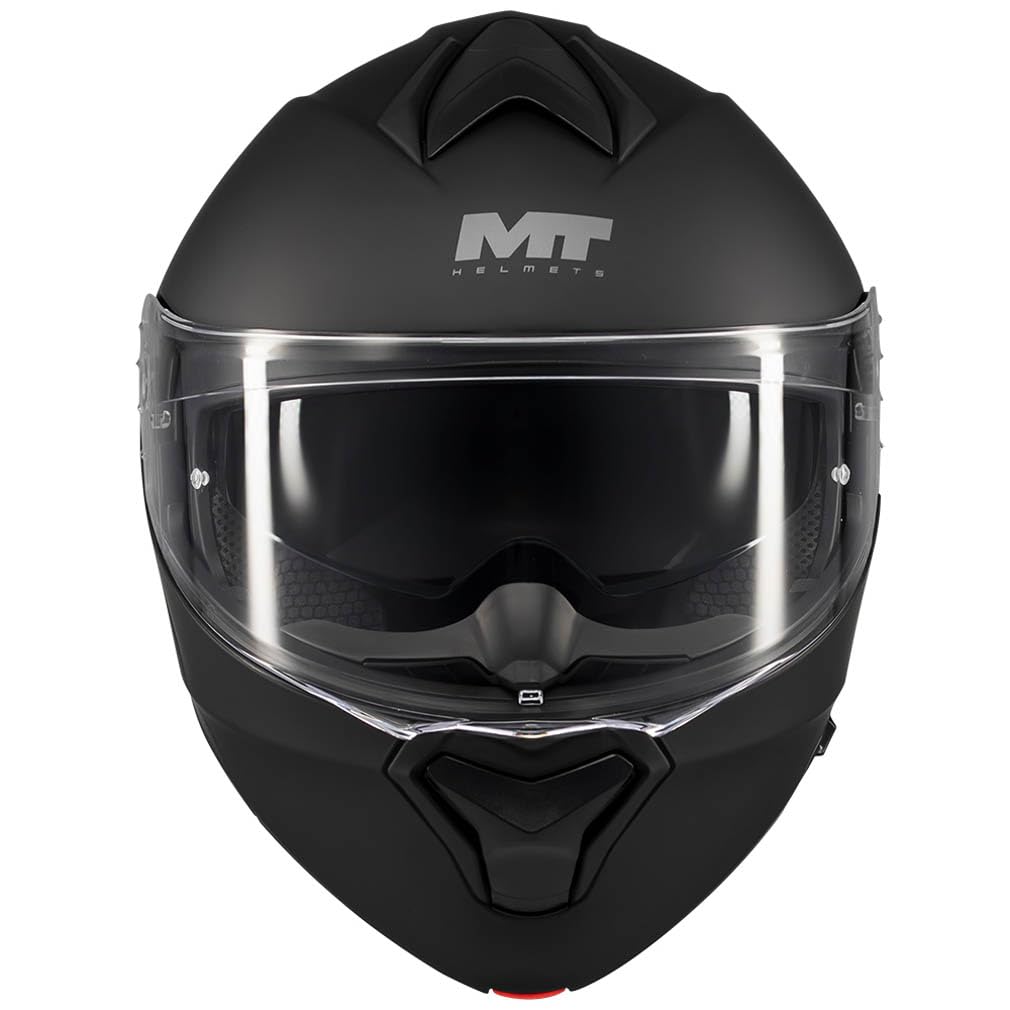 MT Genesis SV Pure Designed Negro Mate - Casco de Moto Modular Abatible con Visor Solar - Helmets Unisex Hombre y Mujer - Homologado P/J ECE 22.06