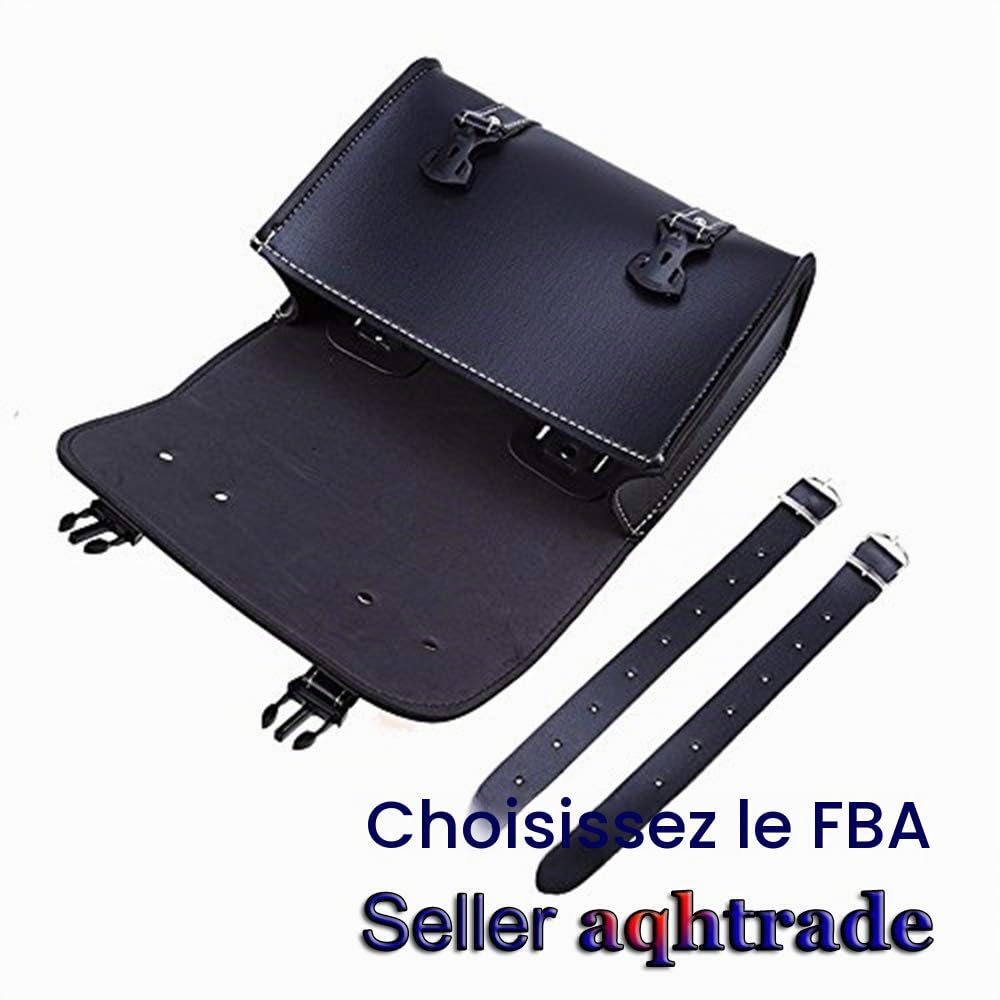 Sac de Selle en Cuir Moto Noir Kit Sac de Voyage Universel Sac de Rangement