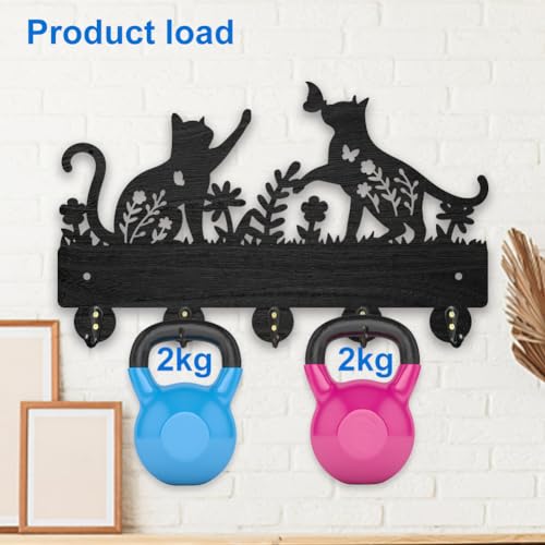 MAYJOYDIY Wall Mount Coat Hooks, Cat and Butterfly Design, 30x18.2cm - Image 4
