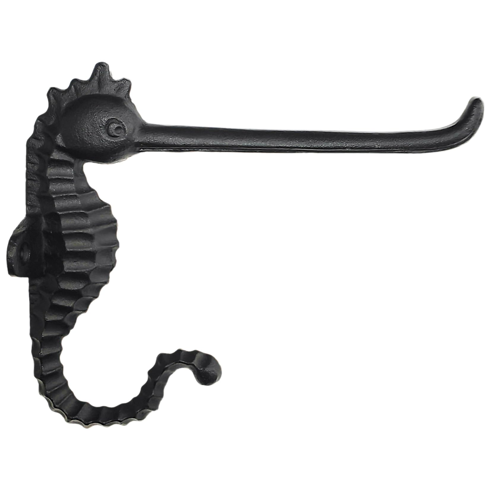 3GO 30GO Cast Iron Seahorse Toilet Paper Holder, Heavy Duty DIY Vintage Rustic Iron Roll Tissue Wall Mount Paper Holder Towel Racks with Hardware for Bathroom, Kitchen, Bedroom, Hallway (Black)