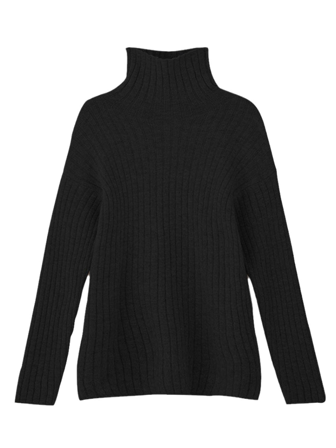 Suéter De Cuello Alto para Mujer, Suéter Informal A Rayas, Tops Tipo Túnica De Manga Larga