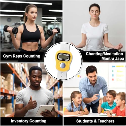 Image of GLUN Finger Ring Tally Counter, Pack of 5, 5 Digit Hand Clicker Counting Device Multicolour with Clear Visible Numbers, Useful for Various Counting Purposes