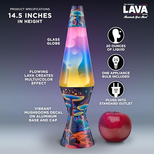 Image of Lava The Original Lamp - 14.5 inch Trippy Shrooms - Classic Liquid Motion Lamp - Tri-Colored Globe and Black Base - Item #2361 (Amazon Exclusive)