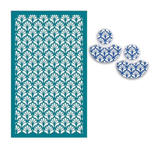 MANGOUSONG Screen Printing Kit,9x15cm Flower Leaves Silk Screen Stencils for Polymer Clay Palm Leaves Reusable Mesh Transfer Printing Earring Jewelry Making Style 15