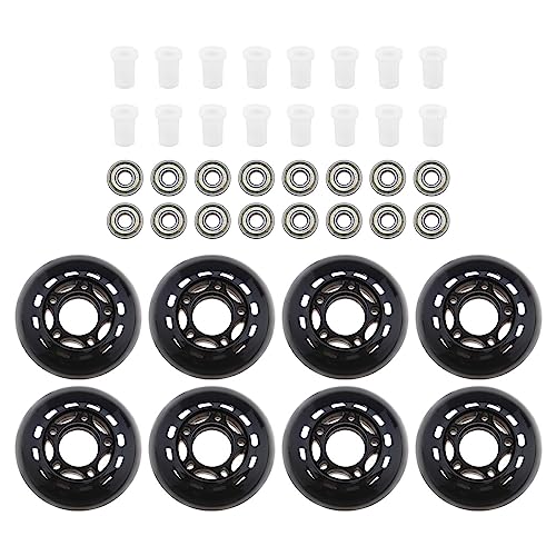 ECSiNG Juego de 8 ruedas de patín en línea de 64 mm 82 A con rodamientos ABEC-7, ruedas para patines de ruedas, ruedas de equipaje, ruedas de entrenamiento, para interior y exterior
