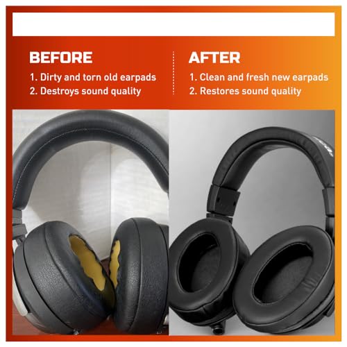 Image of Crysendo Headphone Cushion for Boat Rockers 550 Headset Replacement Ear Cushion | Earpads, Ear Cups Soft Protein Leather, Superior Noise Isolation Memory Foam (Black) (Cushion+Headband)