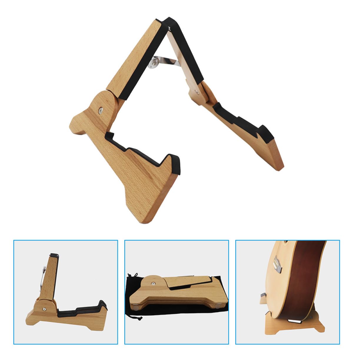 BESPORTBLE Supporto per Chitarra e Basso in Legno Leggero e Portatile, Stand per Chitarra Elettrica per Negozio di Strumenti Musicali e Utilizzo Domestico