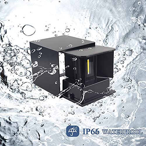 Image of 12W LED Wall Sconces Lights Modern Black LED Wall Lamp Set of 2,Up and Down Square 3000K Warm White Wall Lighting Fixtures for Indoor /Outdoor,Living Room,Bedroom,Hallway 3.94in*(2 Pack)