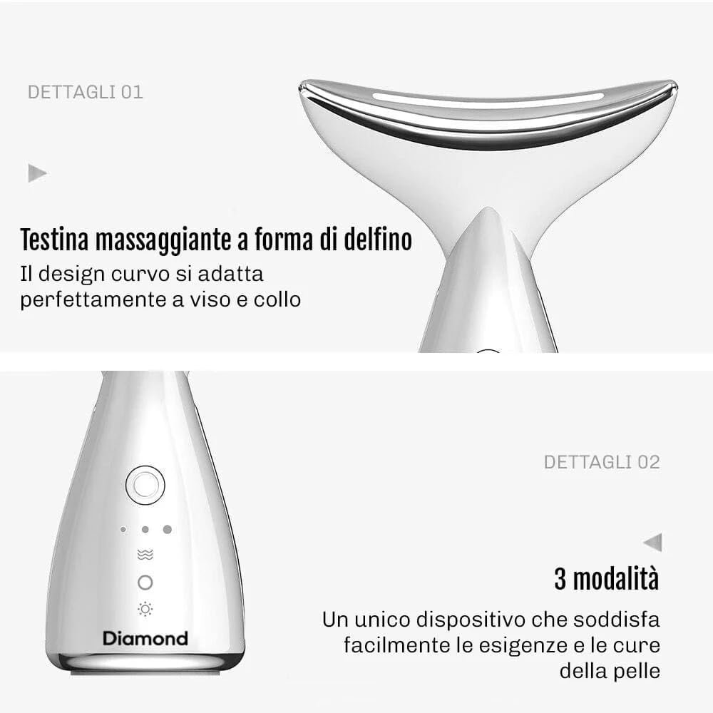 LumiFace Lifting Viso EMS Massaggiatore Viso 3 Modi LED Mascella Guance Collo