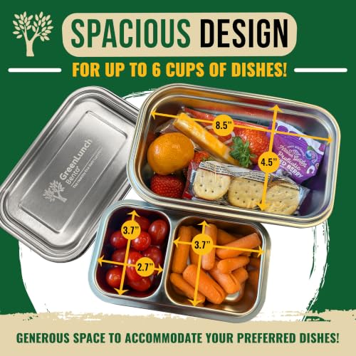 Image of GreenLunch Stainless Steel Bento Box for Adults & Teens, 6 Cup, 2 Piece