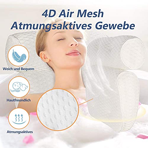 Mr.Bathif Badkussen, Spa badkussen met 7 zuignappen, 4D Air Mesh kussen, badkuip nekkussen voor schouders, rug, badkuip hoofdkussen - Image 5