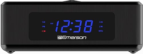 Miniatura 2 de Emerson Radio despertador dual AMFM con pantalla LED azul de 0.6 pulgadas, batería de respaldo, memoria automática, atenuador de 4 niveles y alarma