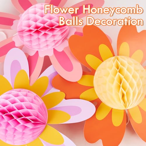 Image of SUNBEAUTY 9 PCS Pastel Flower Party Decorations Hanging Paper Flowers Honeycomb for Women Birthday Spring Easter Wedding Garden Tea Party Baby Shower