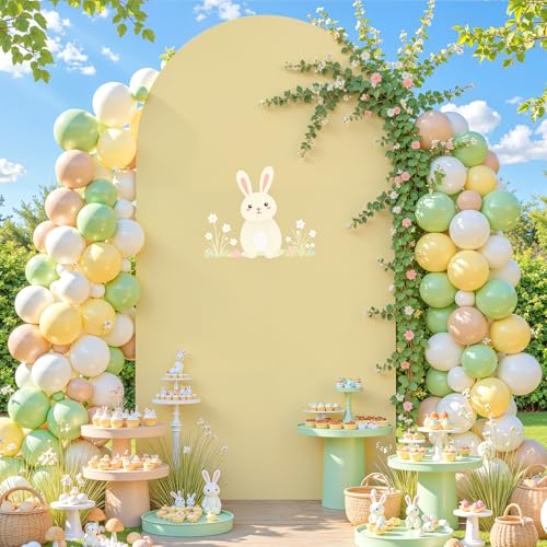 Image of Khaki Arch Backdrop Cover 6.6FT Spandex Fitted Wedding Arch Stand Covers Round Top Chiara Arch Covers Stretchy Backdrop for Birthday Party Ceremony Banquet Decoration