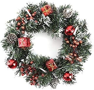 Christmas Front Door Wreath, Xmas Wreath Door Window Wall Hanging Ornaments Garland Ideal for Inside and Outside Decoration