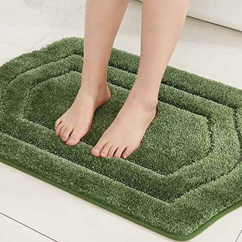 COSY HOMEER Extra Thick Bath Rugs for Bathroom - Anti-Slip Bath Linen Sets Mats Soft Plush Yarn Shaggy 100% Strong Polyester Living Room Bedroom Floor Water Absorbent(Green,17x27 - Inches) G