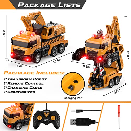 Fuwidvia Rc Excavators Transform Remote Control Truck, Rc Truck With Movable Digging Arm And Lights&Sound, Excavator Toy Transformer Toys For 4 5 6 7 8 Year Old Kids Toddlers Boys Girls #TOP5