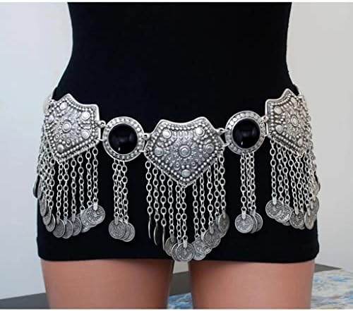 TFJS Dress Waist Chain Boho Ethnic Bikini Belly Dance Coin Belt Body Jewelry (Color : A)