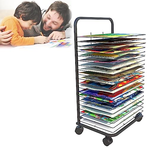 Tendedero De Arte, Tendedero De Arte De Alambre, Carrito Móvil Con Estantes Flexibles, Tendedero De Arte De Metal Con Recubrimiento En Polvo, Para Almacenamiento De Lienzos, Pinturas, Manualidades Y