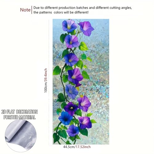 Image of Nuxovilar Crescent Blue Purple Morning Glory Window Film 17.7x39.4 PVC