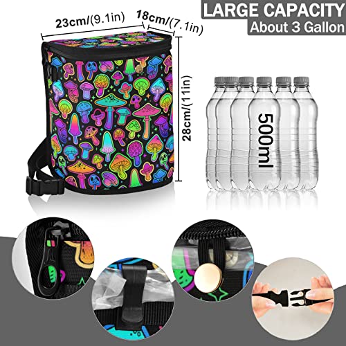 Image of Colorful Mushrooms Rainbow Star Car Trash Can Car Garbage Bag with Lid Hanging Waterproof Leak Proof Vehicle Storage Bin